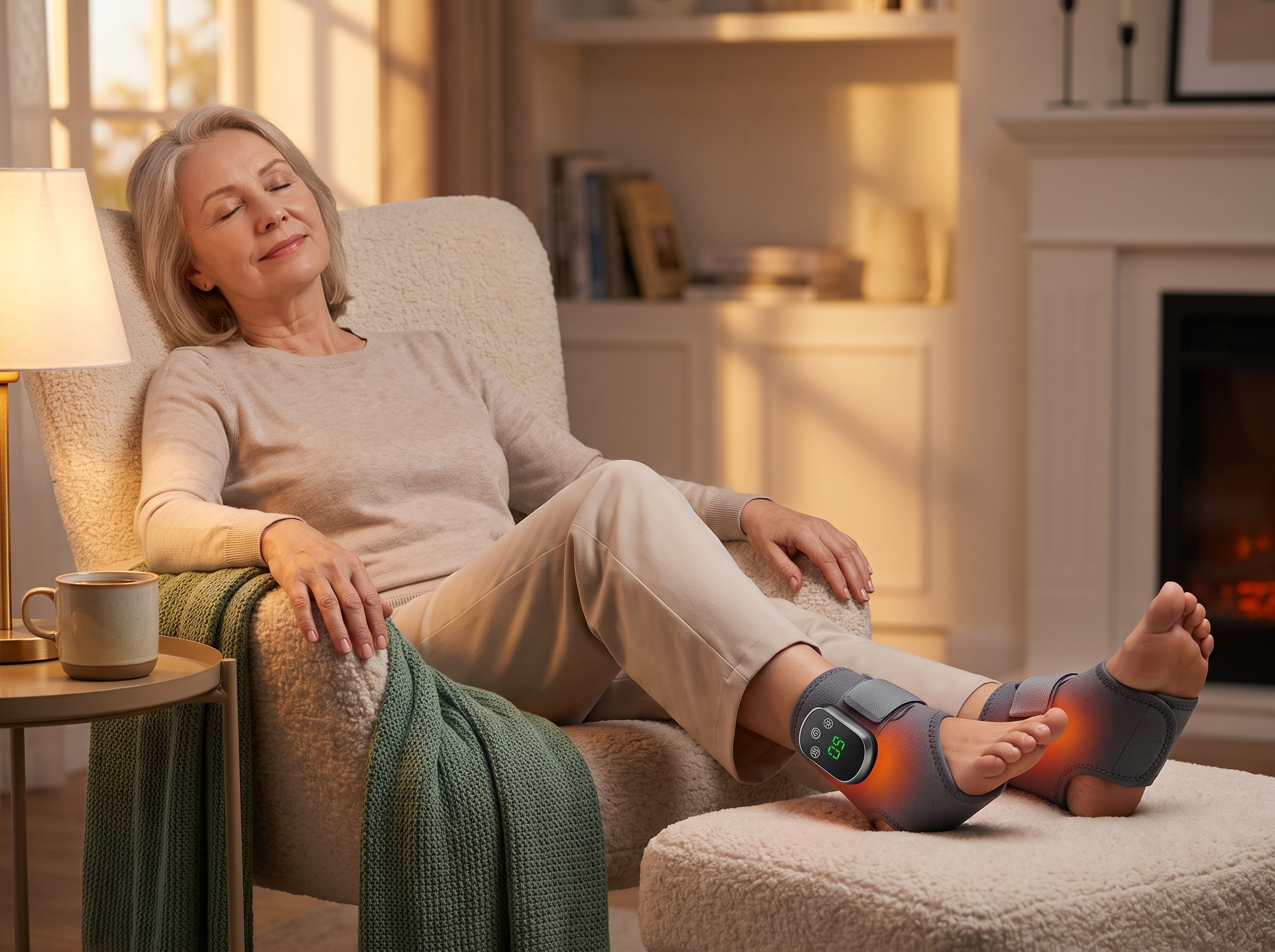 image1.jpg — hero: person relaxing in a recliner with the heated wrap on their foot/ankle